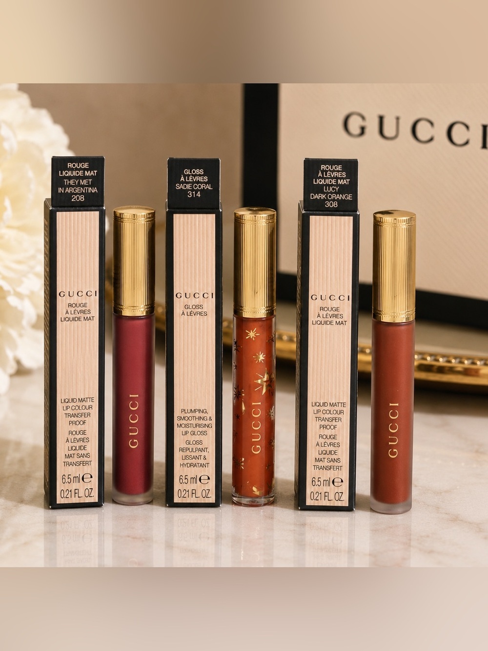 Gucci Liquid Matte & Gloss Lip Trio Set NIB RETAILS $150
